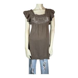 Sweater Dress Tunic Crochet Knit Mak B. 90s Y2K Cottagecore Fairy granny S